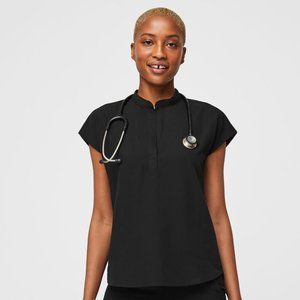 FIGS Rafaela Oversized Scrub Top - BLACK - XSMALL